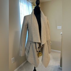 Apt 8 faux leather moto jacket with attached scarf. Size S